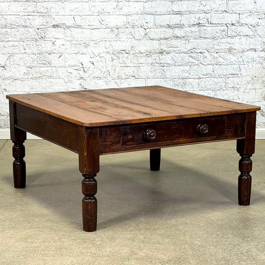 Antique Pine Coffee Table with One Drawer c.1880