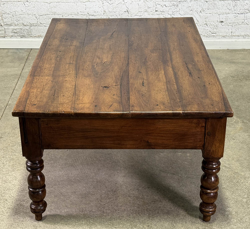 Antique French Walnut Coffee Table with Drawers c.1870