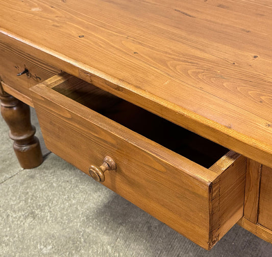 Antique European Pine Coffee Table with Drawers c.1890