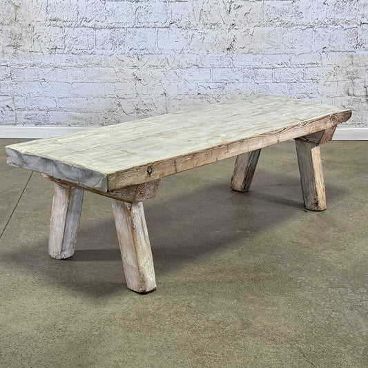 Antique Bleached Dairy Bench, Coffee Table c.1910