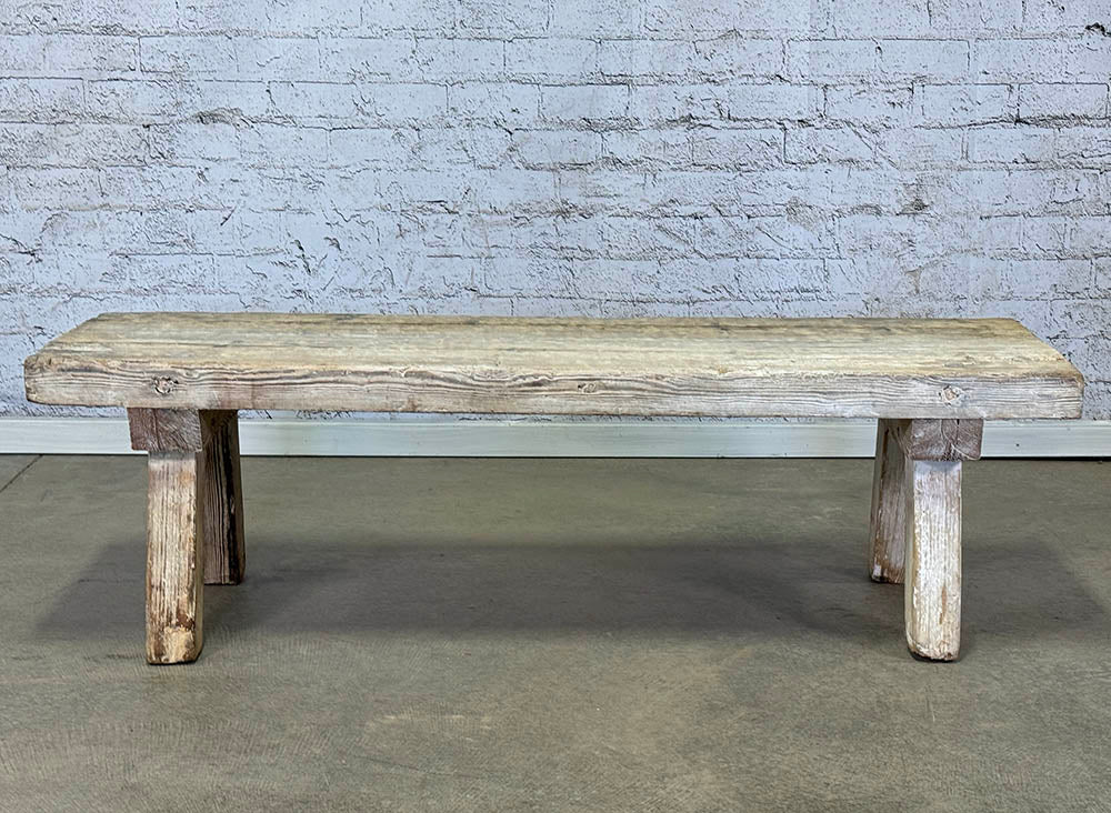 Antique Bleached Dairy Bench, Coffee Table c.1910