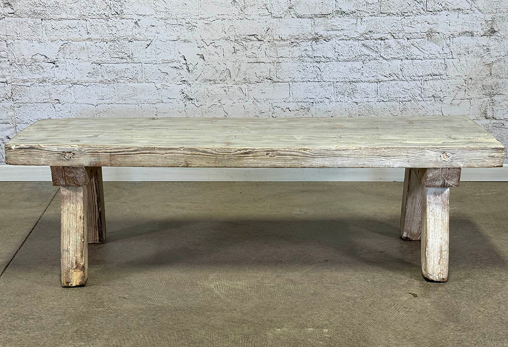 Antique Bleached Dairy Bench, Coffee Table c.1910