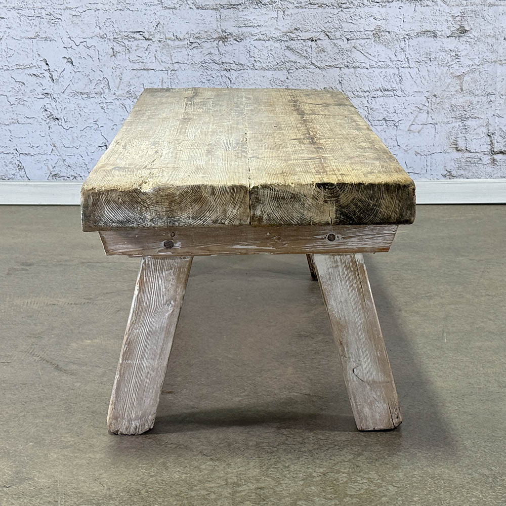 Antique Bleached Dairy Bench, Coffee Table c.1910