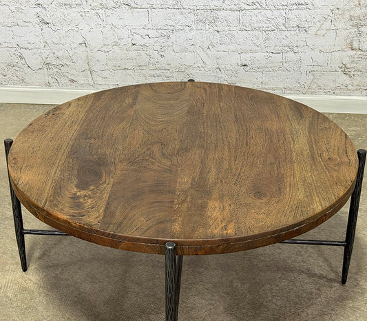 Mango Wood & Metal Round Coffee Table