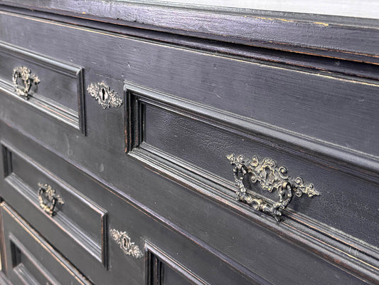 Antique Black Pine 3 Drawer Dresser Base