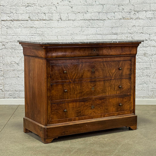 Antique French Walnut Commode with Marble Top c.1870