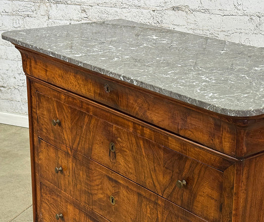 Antique French Walnut Commode with Marble Top c.1870