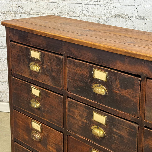 Antique Rustic Bank of Drawers