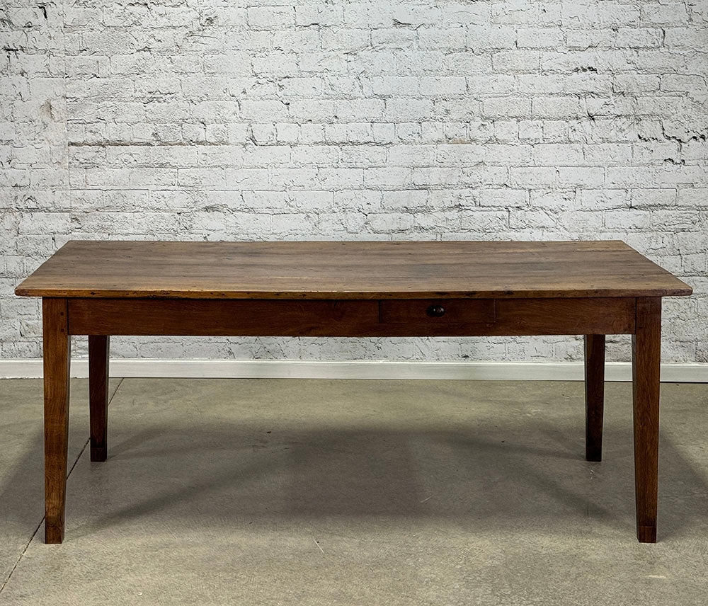 Antique French Oak Farmhouse Table with Drawer c.1850