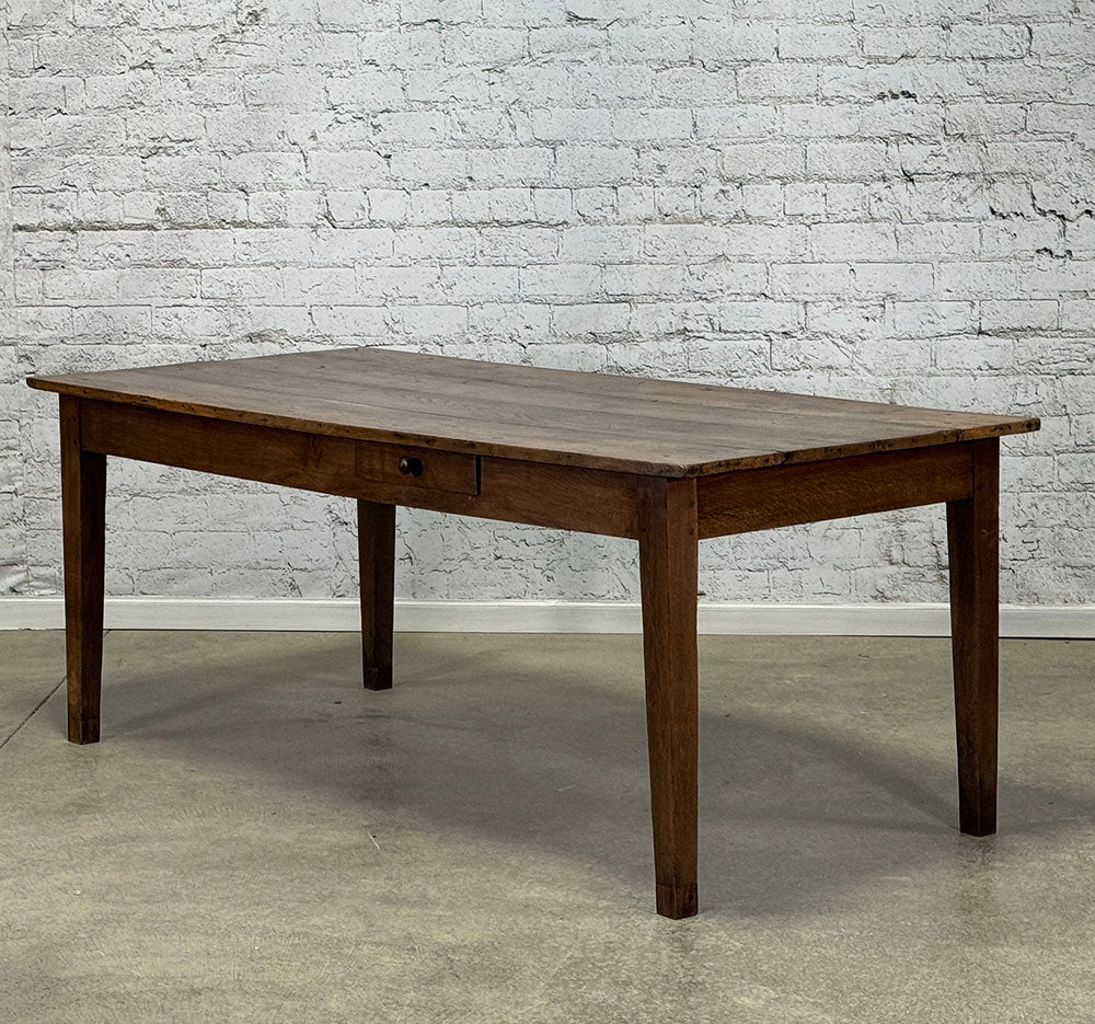 Antique French Oak Farmhouse Table with Drawer c.1850