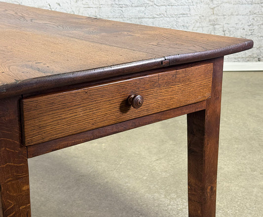 Antique French Chestnut Table with Drawer