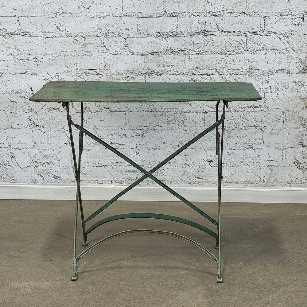 Antique French Zinc Folding Table with Original Green Paint