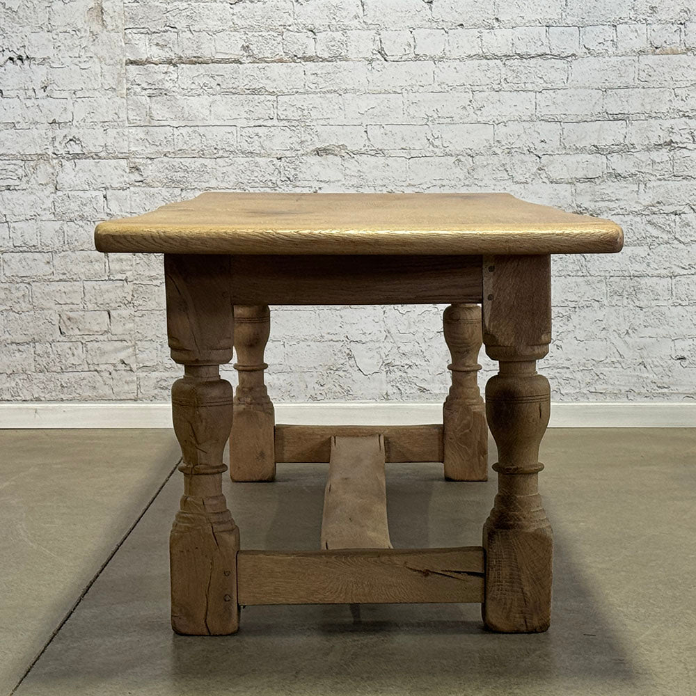 Antique English Pitty Pine Stretcher Base Table