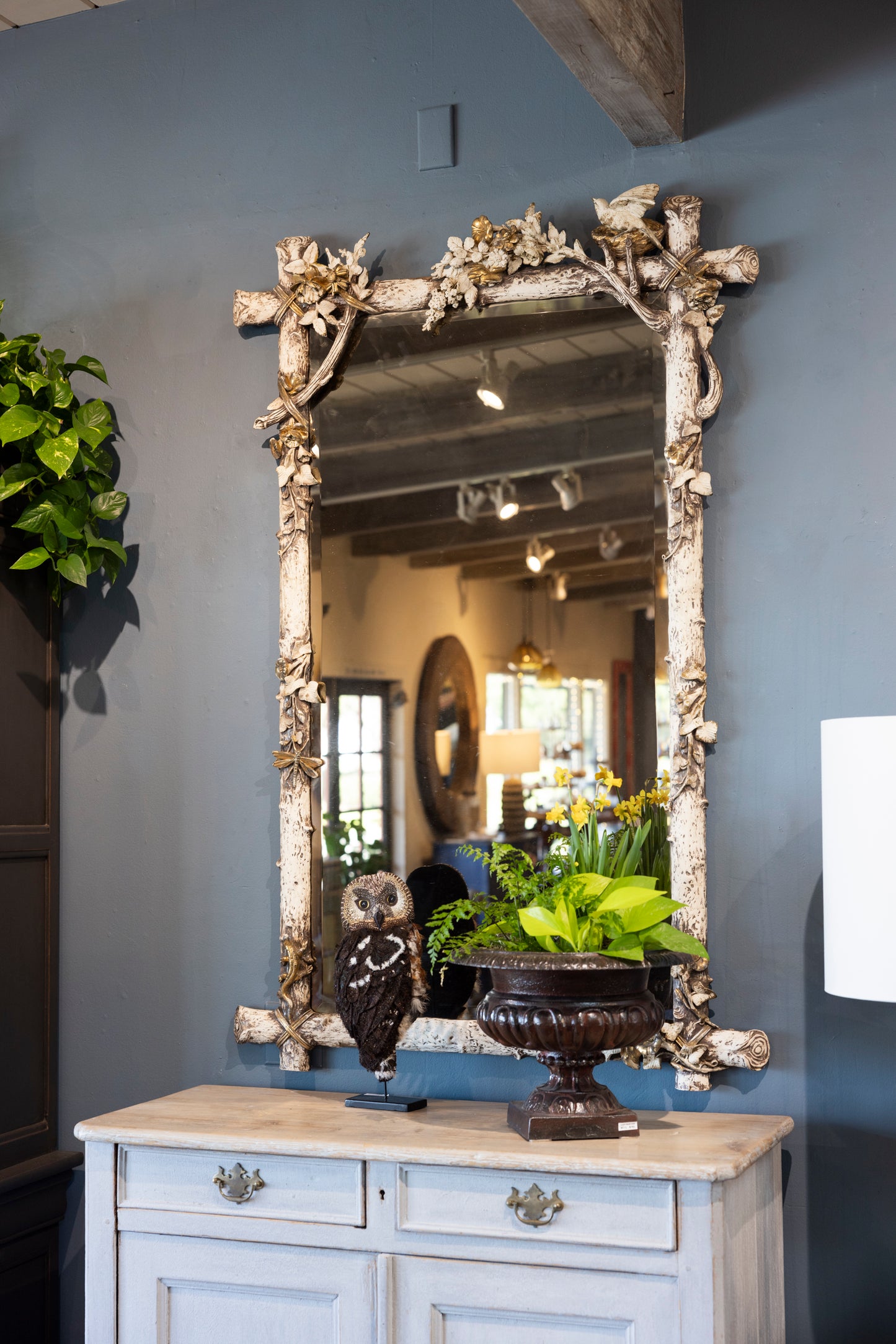 Antique French Mirror with Woodland Creatures