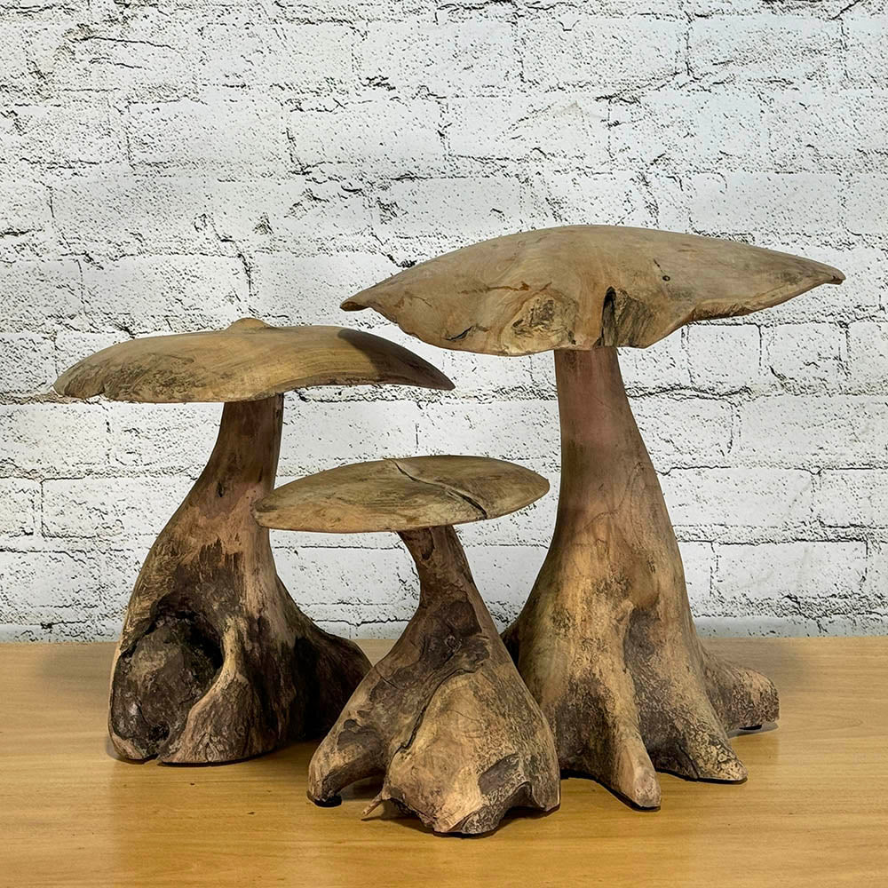 English Chestnut Wooden Mushrooms c.1900