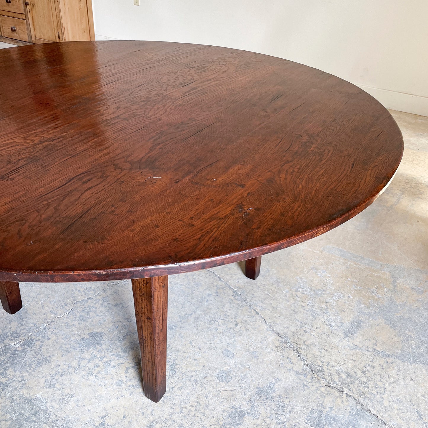 Handcrafted Oak Solid Top Table with Tapered Leg