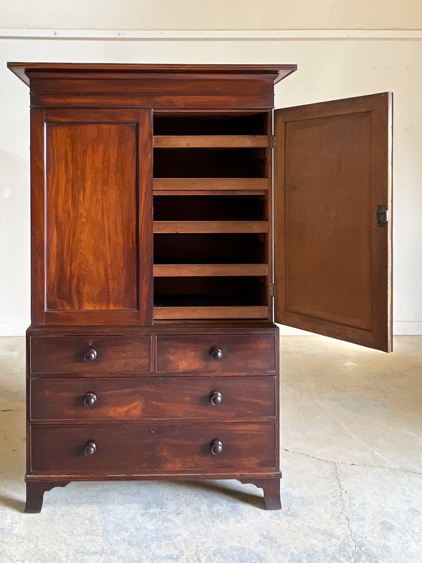 Antique Mahogany Linen Press