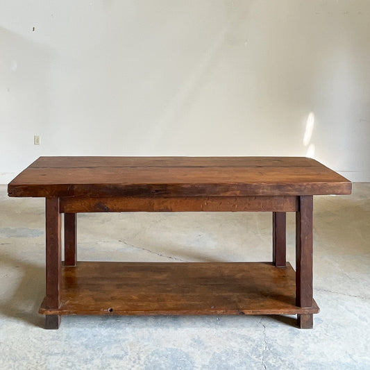 Antique Pine and Oak Work Table Island