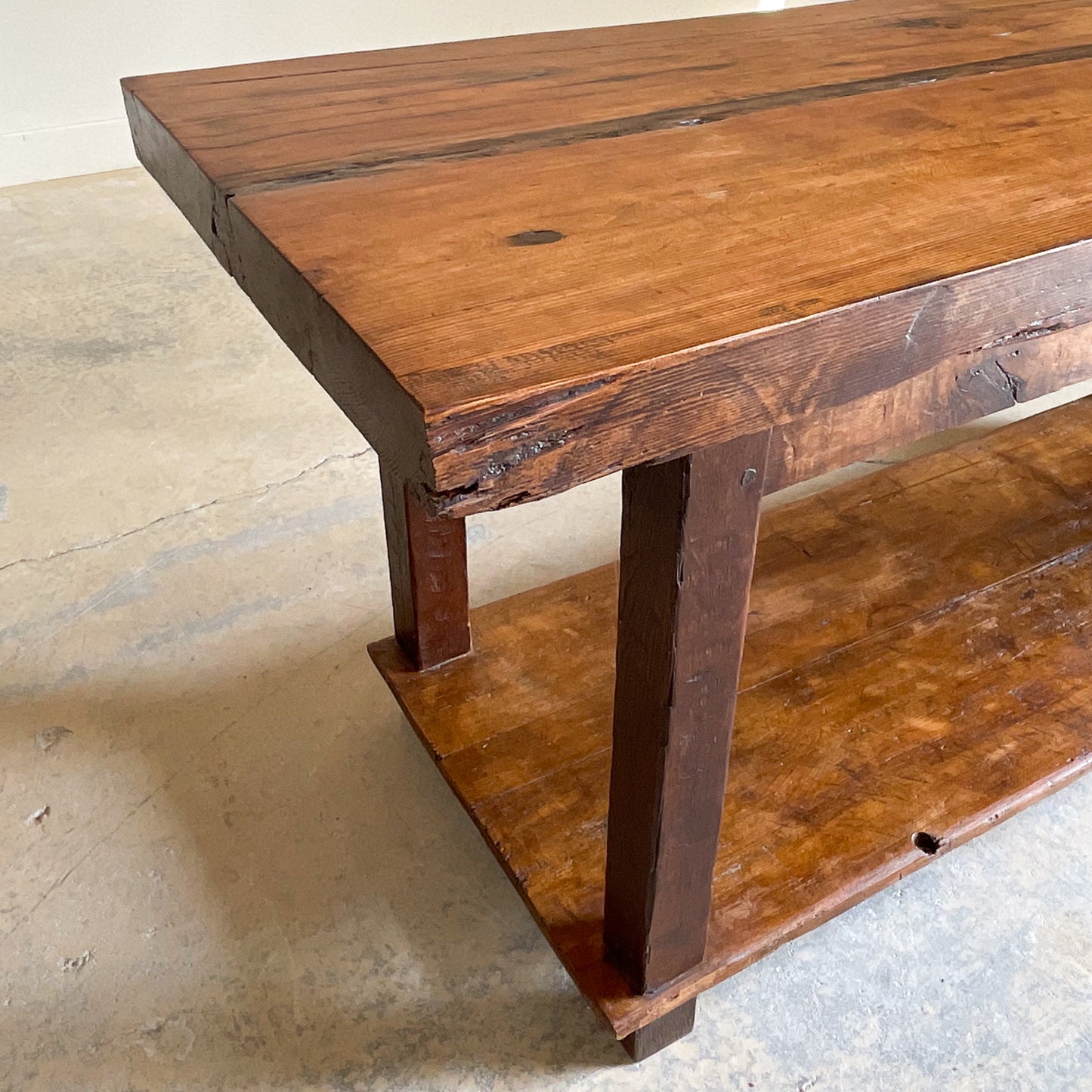 Pine and Oak Work Table Island