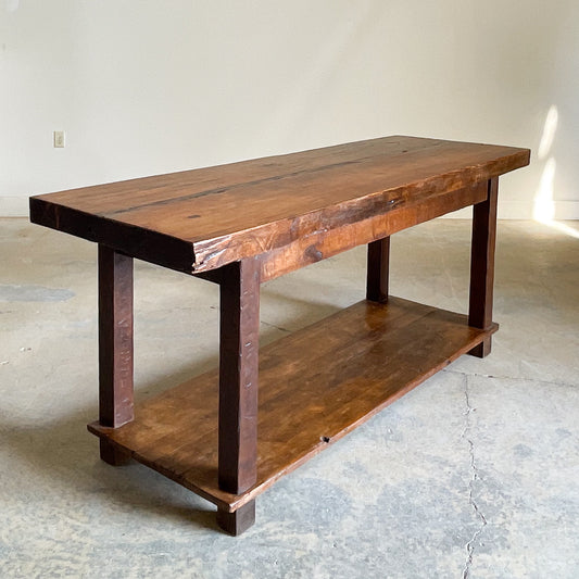 Antique Pine and Oak Work Table Island