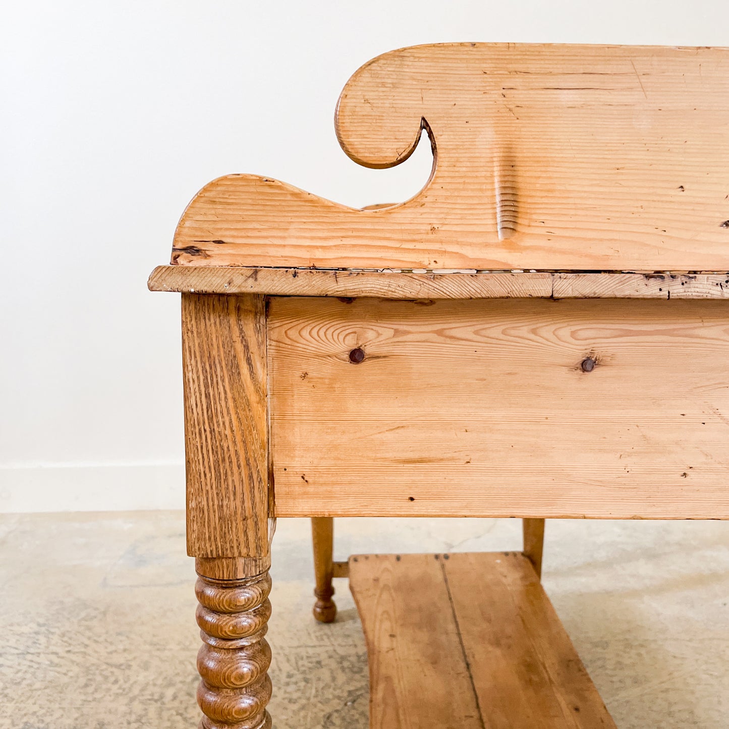 Antique English Pine Washstand with 2 Drawers