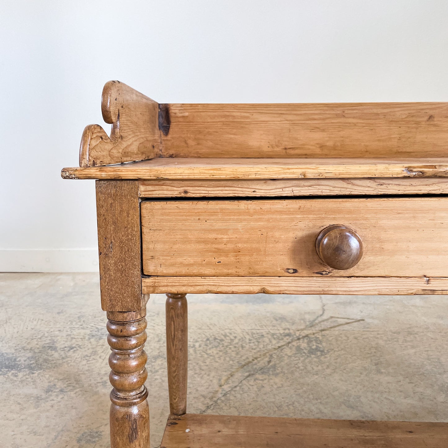 Antique English Pine Washstand with 2 Drawers