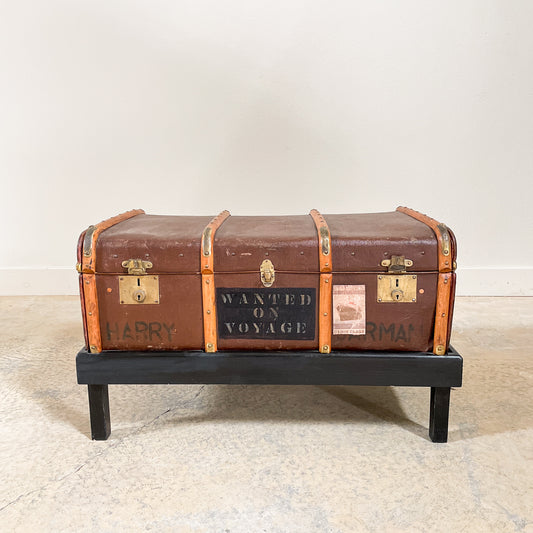 Antique Leather Travel Trunk