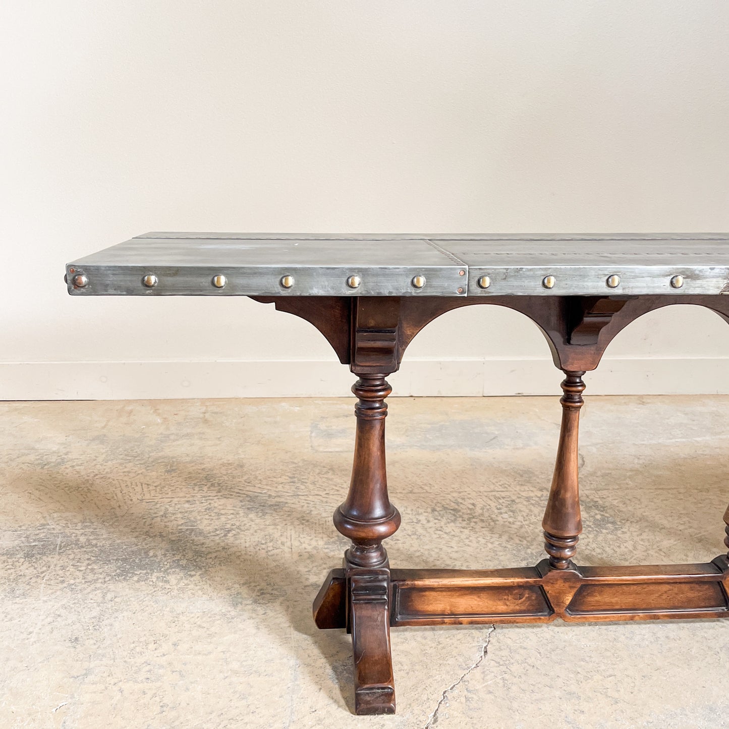 Antique Italian Zinc Top Serving Table