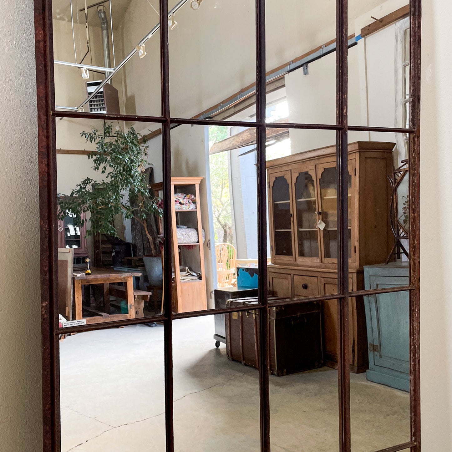 Large Vintage Belgian Industrial Mirror