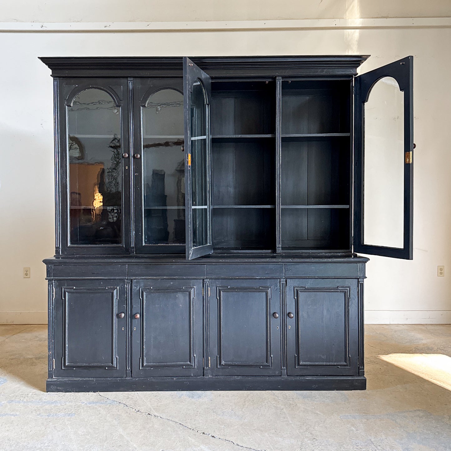 Large Antique Black Breakfront