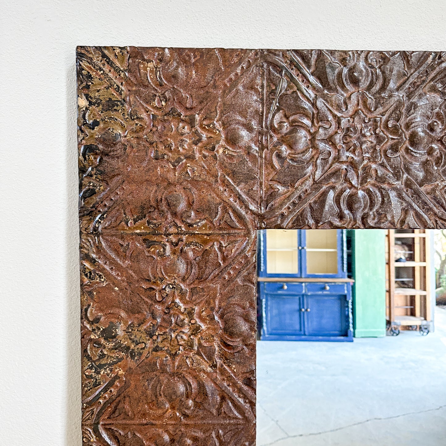Large Pressed Tin Mirror