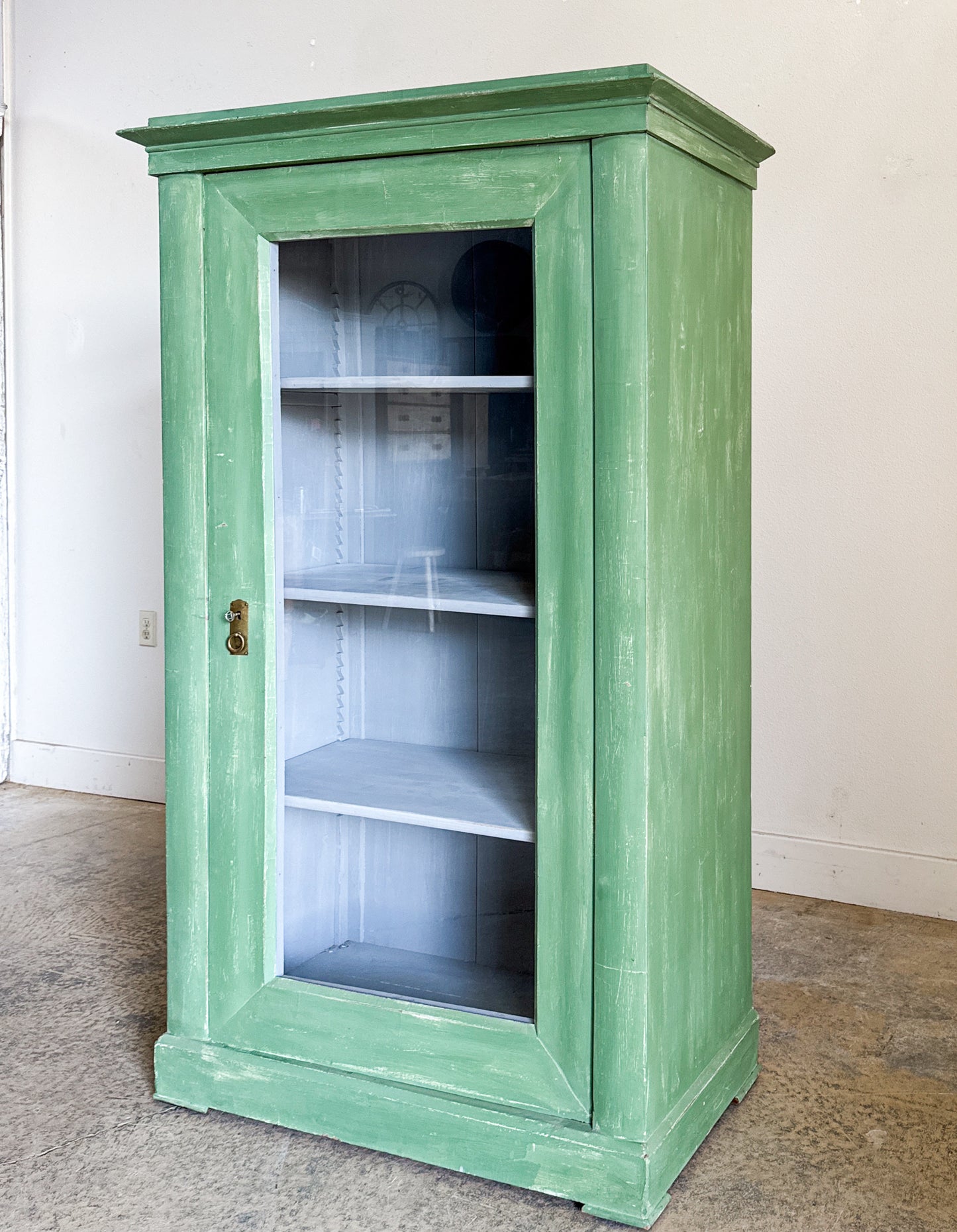 Antique Painted Single Glazed Door Cupboard