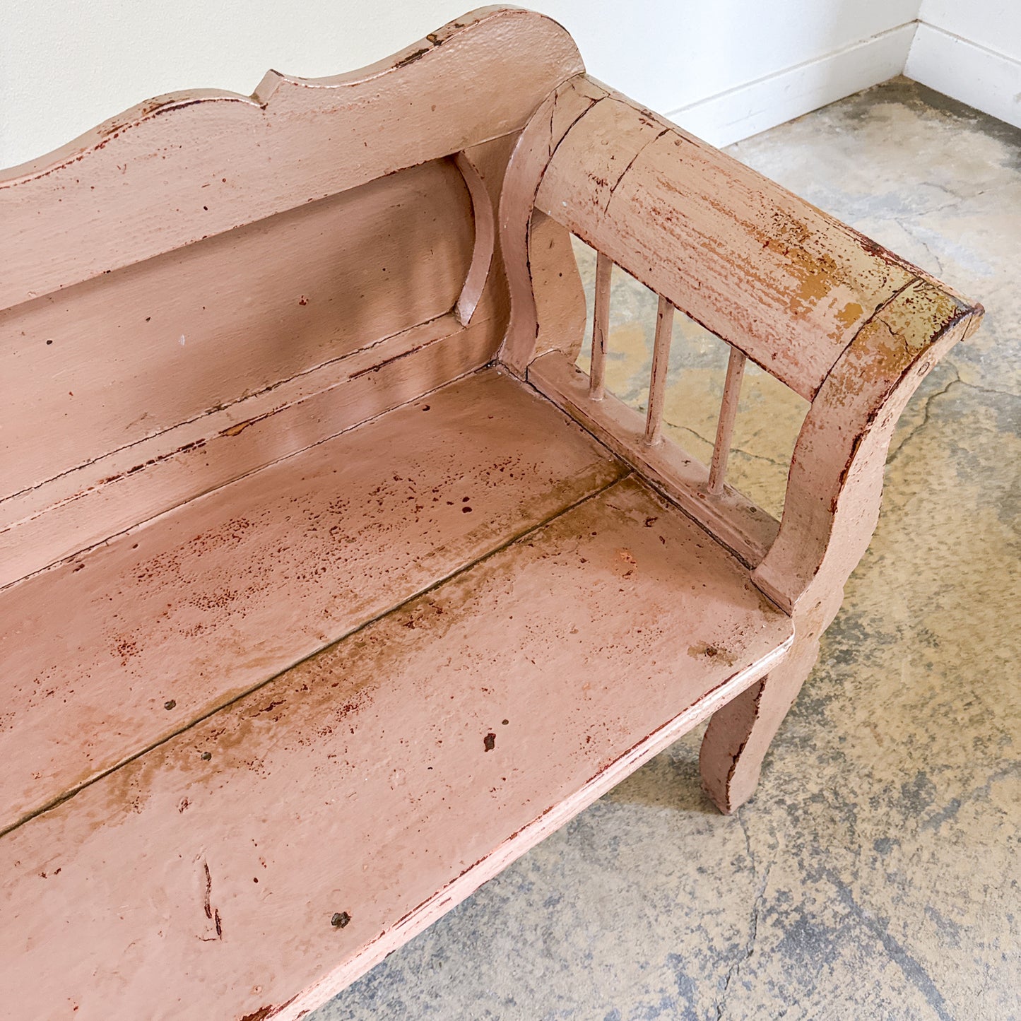 Antique Blush Painted Bench