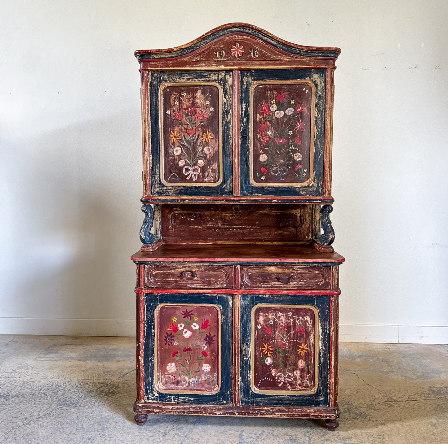 Antique European Folk Art Cupboard