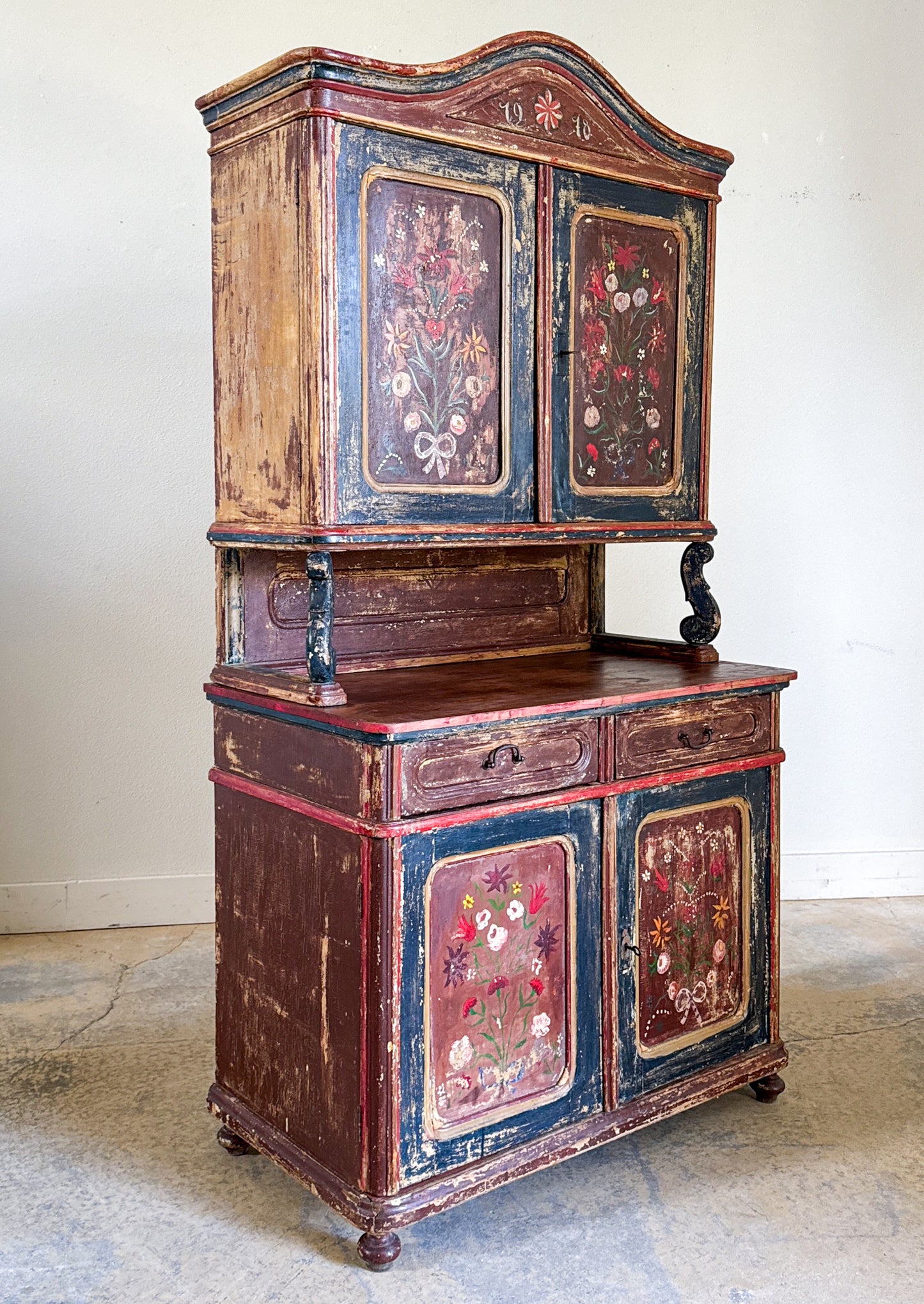 Antique European Folk Art Cupboard