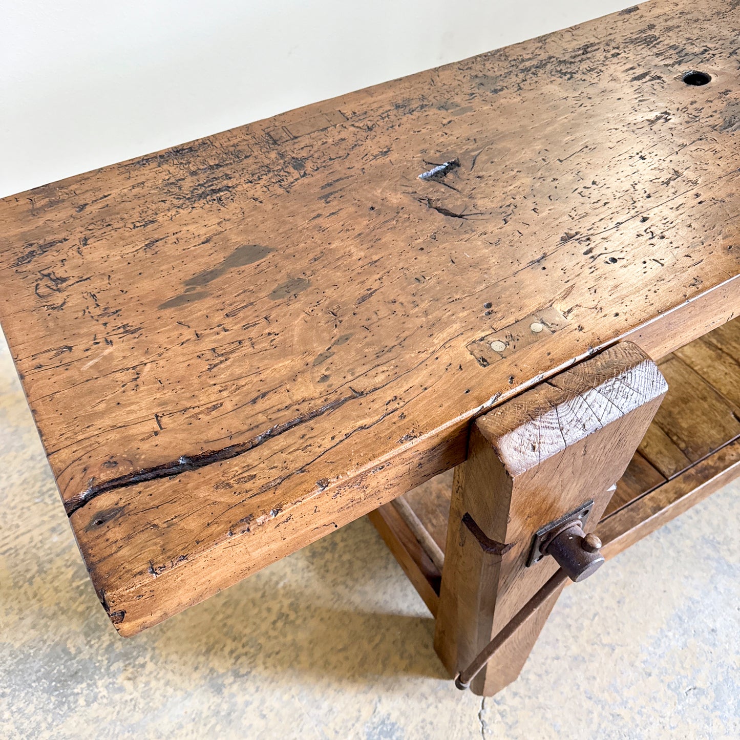 Antique French Wood Workers Bench