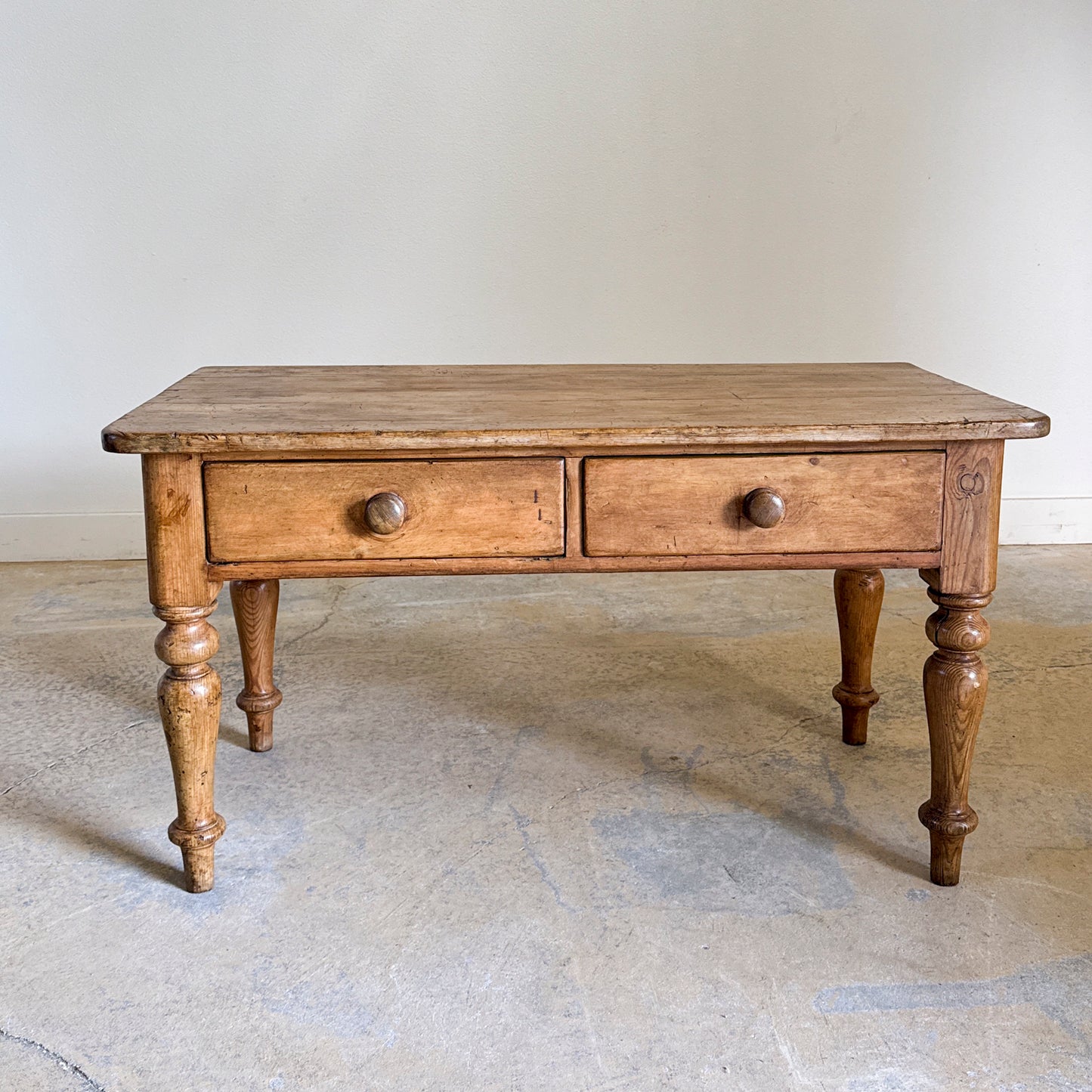 Antique English Pine 2 Drawer Table