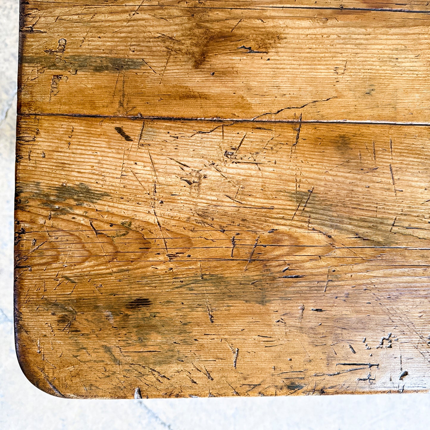 Antique English Pine 2 Drawer Table