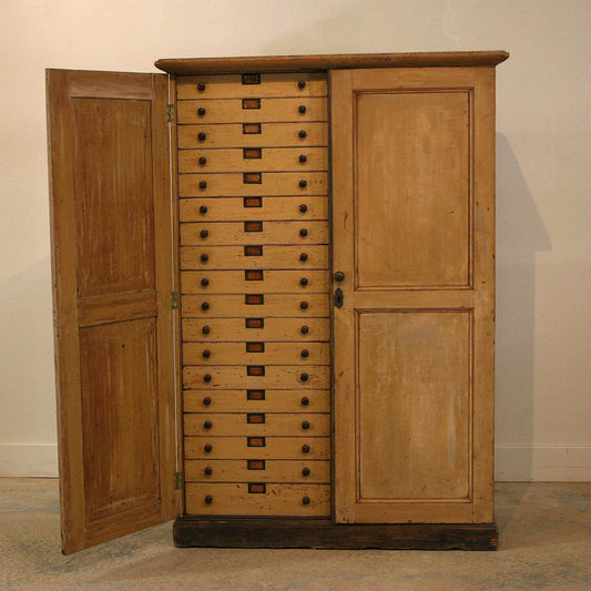 Antique Two Door Cupboard With Bank of Drawers Inside c.1860