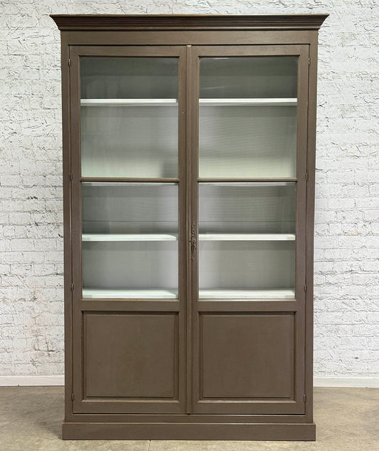 Antique Two Door Glazed Cupboard with Adjustable Shelves