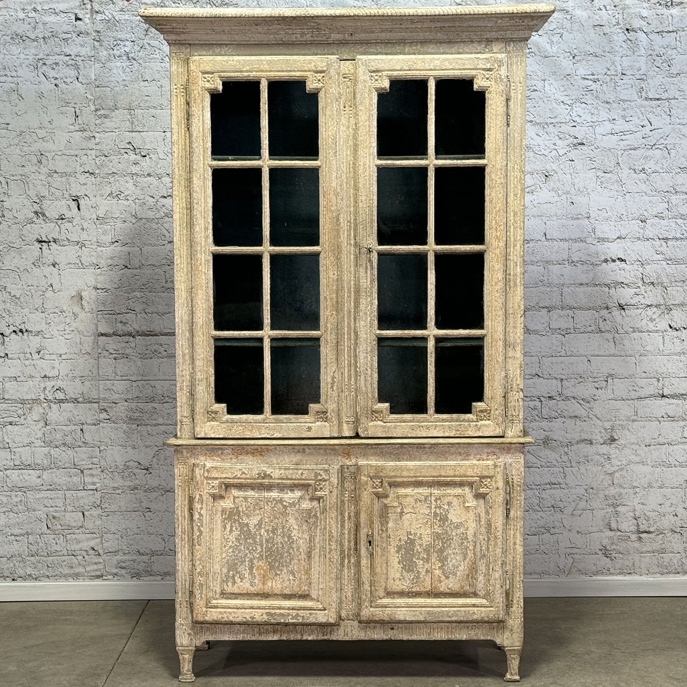 Antique French Buffet Deux Corps Scraped Finish c.1800
