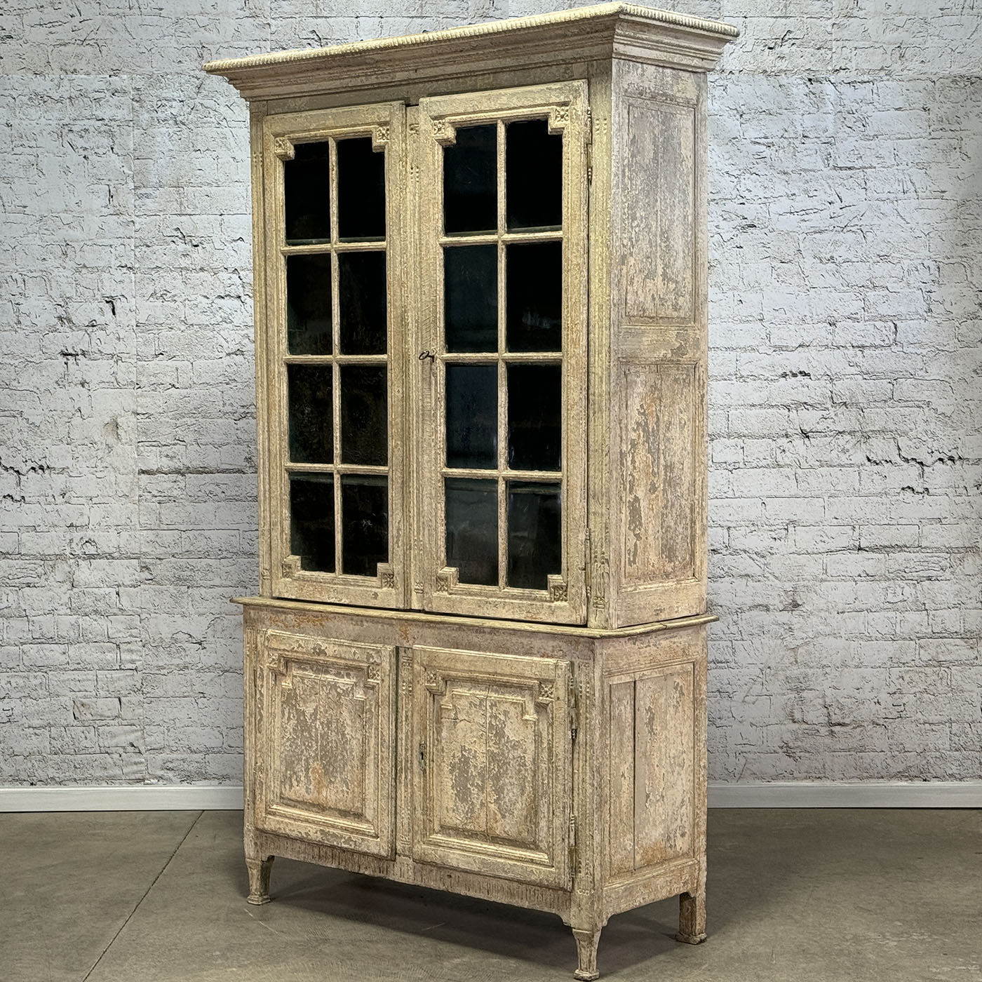 Antique French Buffet Deux Corps Scraped Finish c.1800