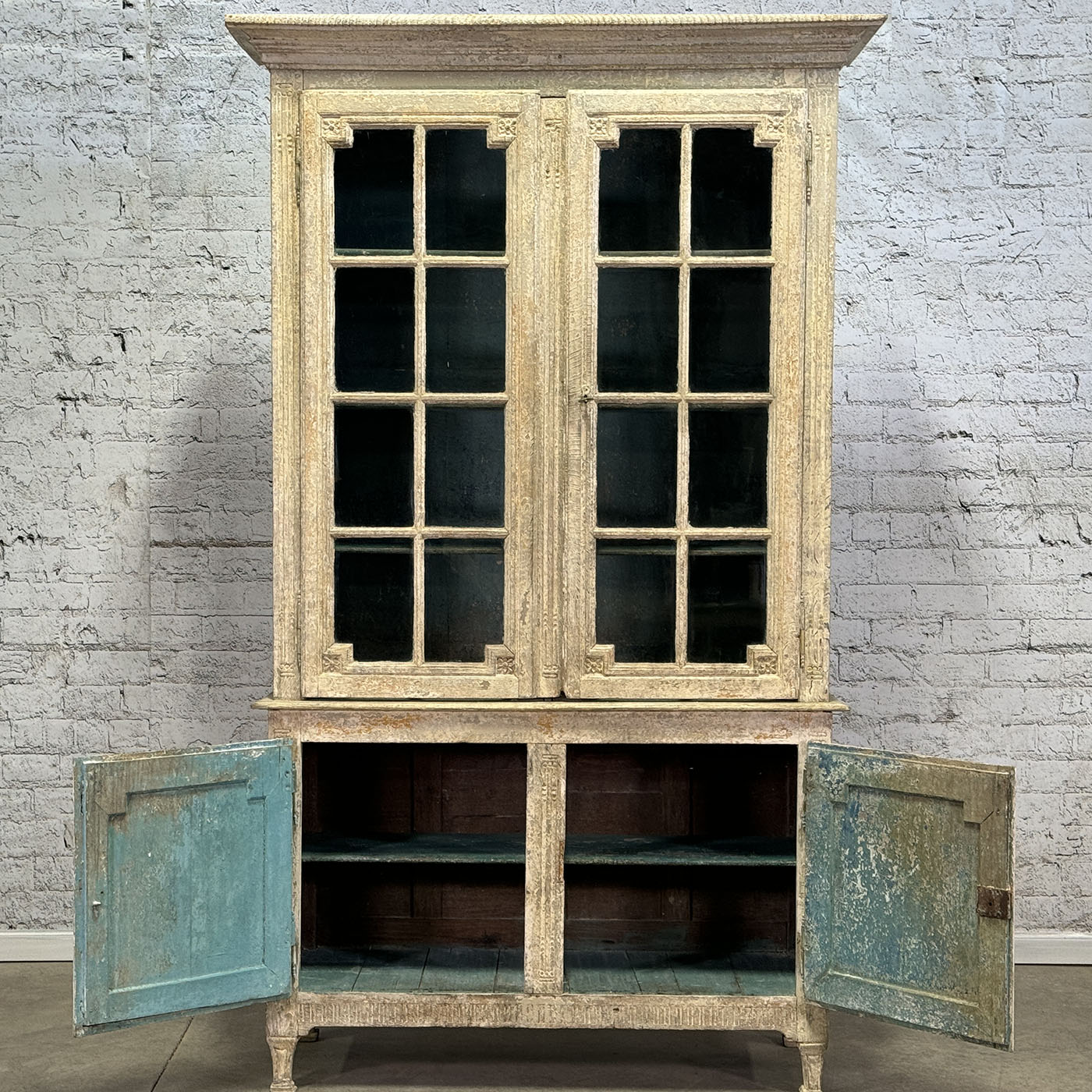 Antique French Buffet Deux Corps Scraped Finish c.1800
