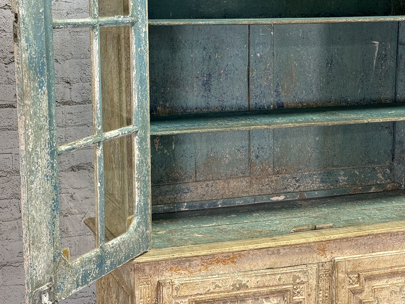 Antique French Buffet Deux Corps Scraped Finish c.1800