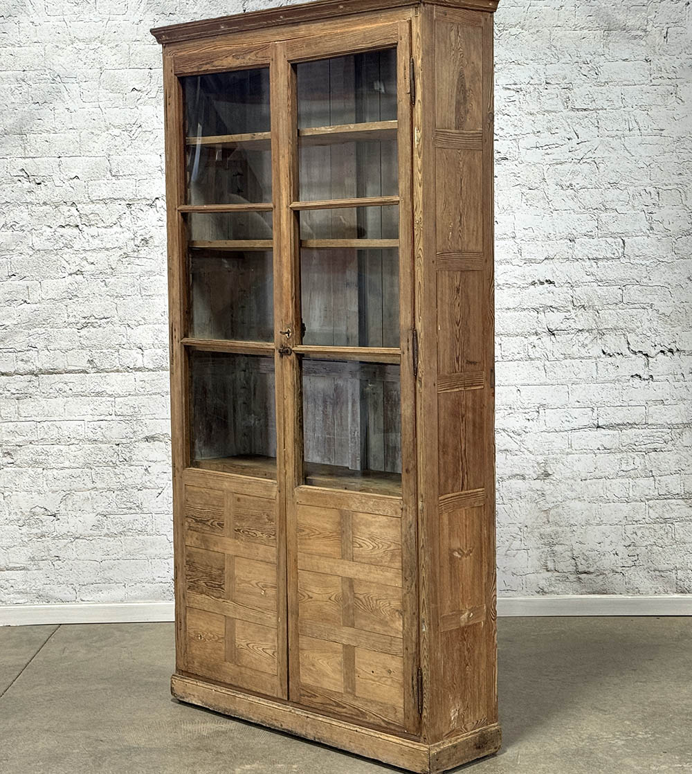 Antique Pine Catalan Narrow Glazed Cabinet c.1830