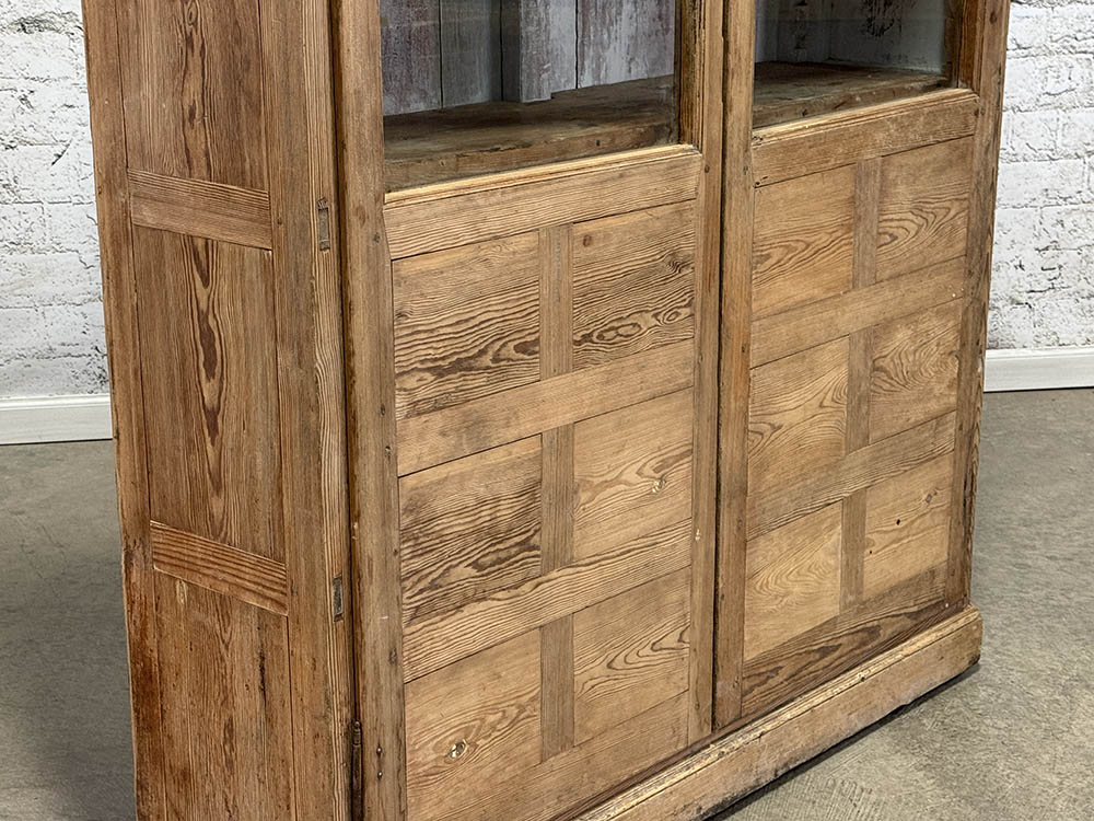 Antique Pine Catalan Narrow Glazed Cabinet c.1830