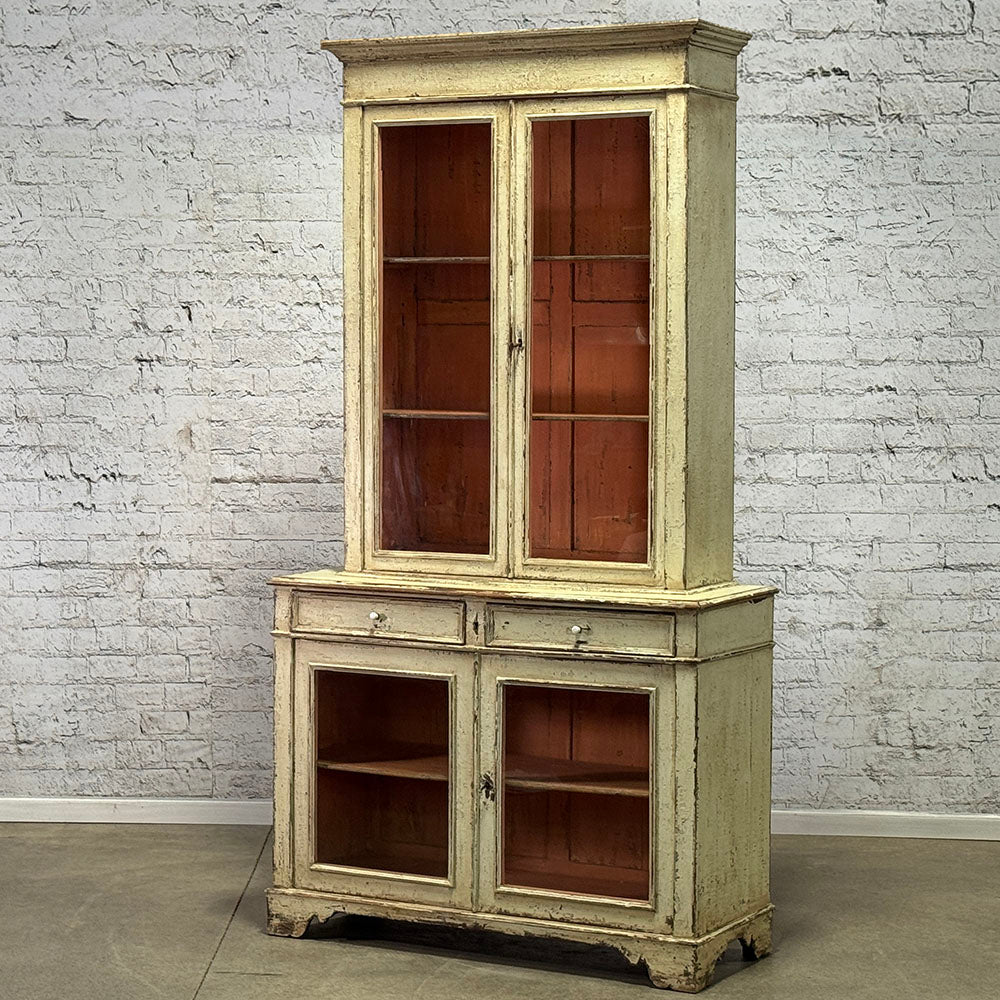 French Four Glazed Door Painted Cabinet c1840