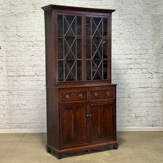Welsh Oak and Mahogany Glazed Bookcase