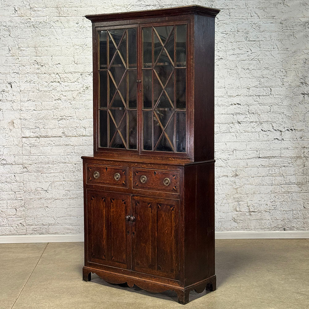 Welsh Oak and Mahogany Glazed Bookcase
