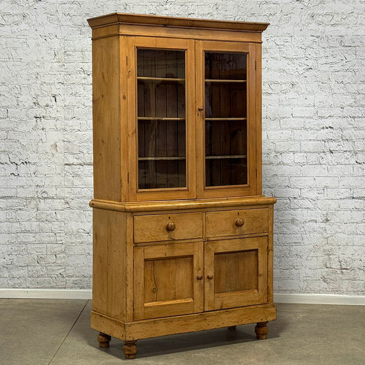 Antique Pine Four Door Two Drawer Cupboard